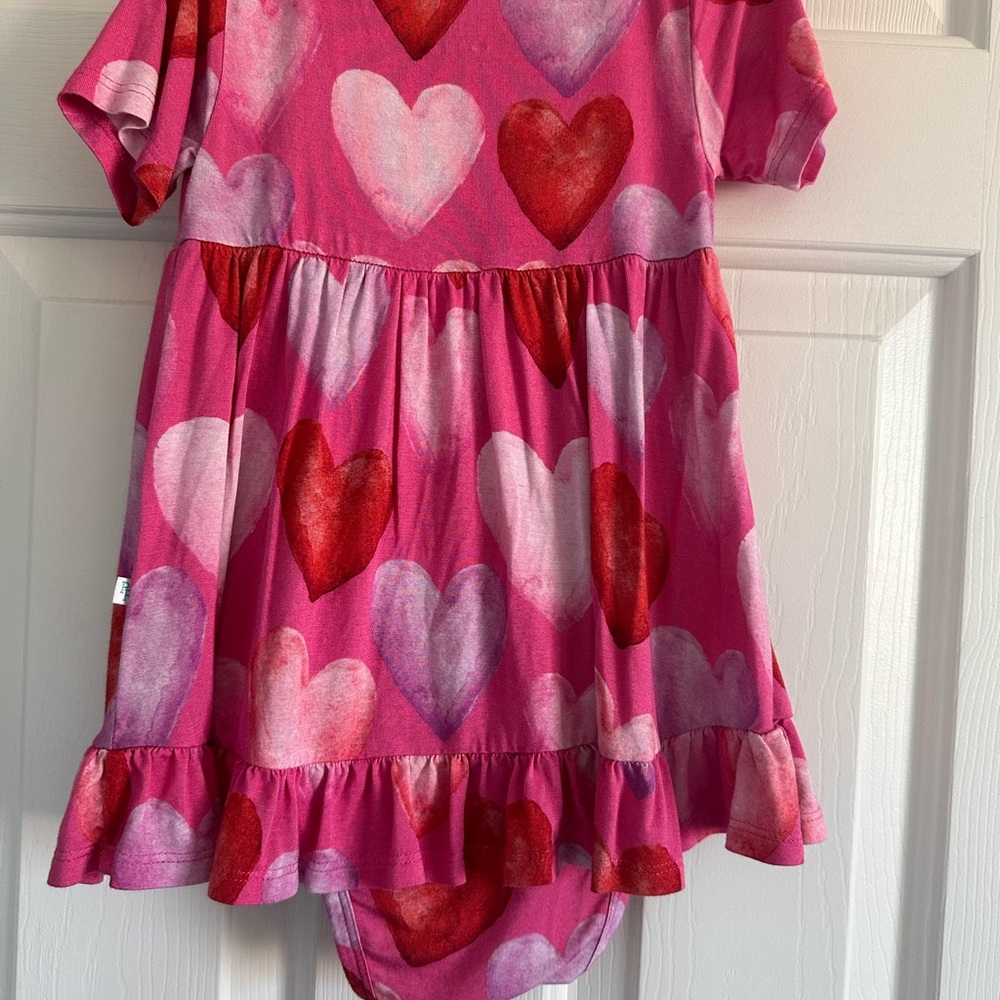 Posh Peanut Pink and Red Casual Dress for Valentine's Day